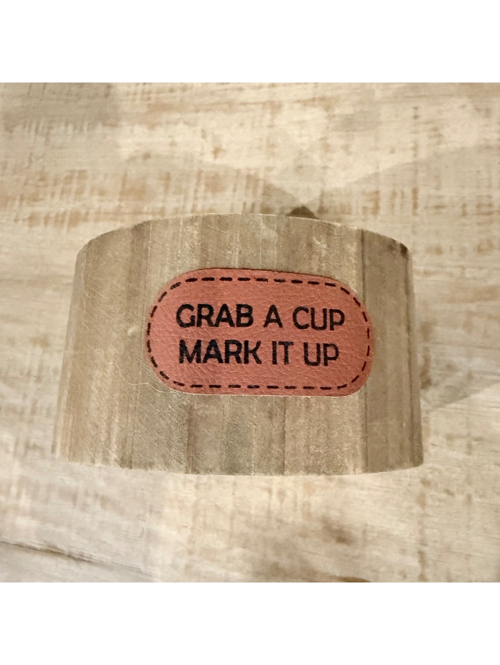 Robert Stanley Cup & Marker Holder Wood Desk Organizer “Grab A Cup Mark It Up”